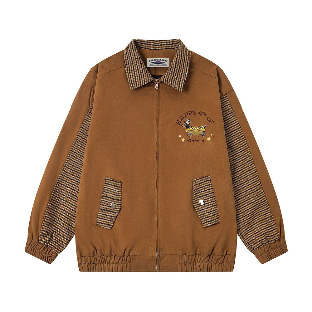 復古小狗撞色外套