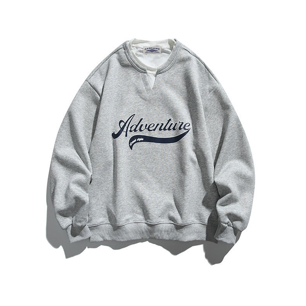 Solid color faux two-piece sweatshirt