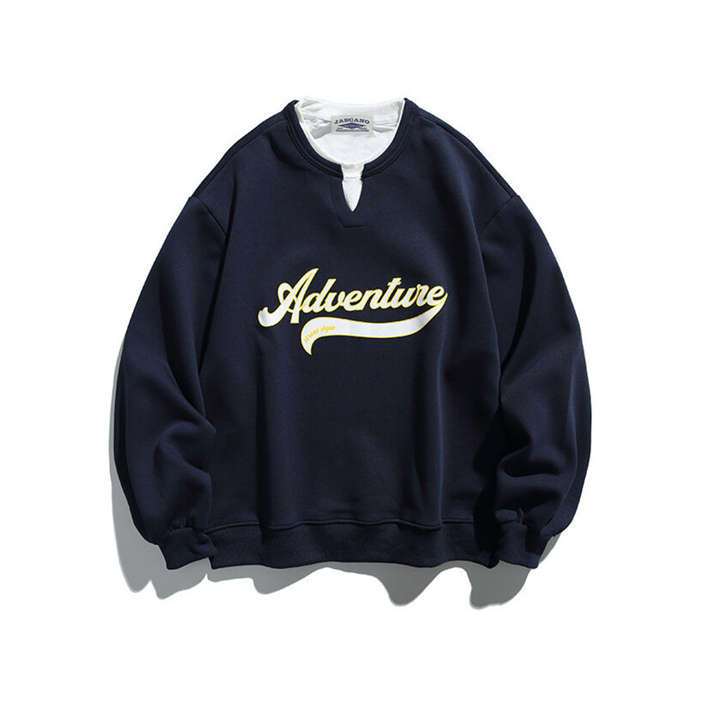 Solid color faux two-piece sweatshirt