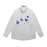 Vintage butterfly print long-sleeved shirt