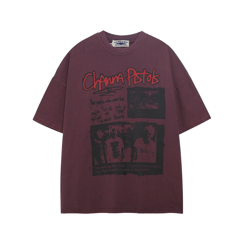 Retro distressed short sleeves