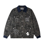 위장색 컬러블록 재킷