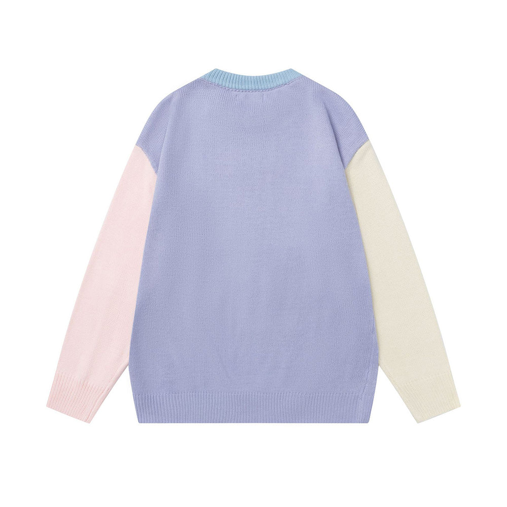 Contrast color pullover sweater