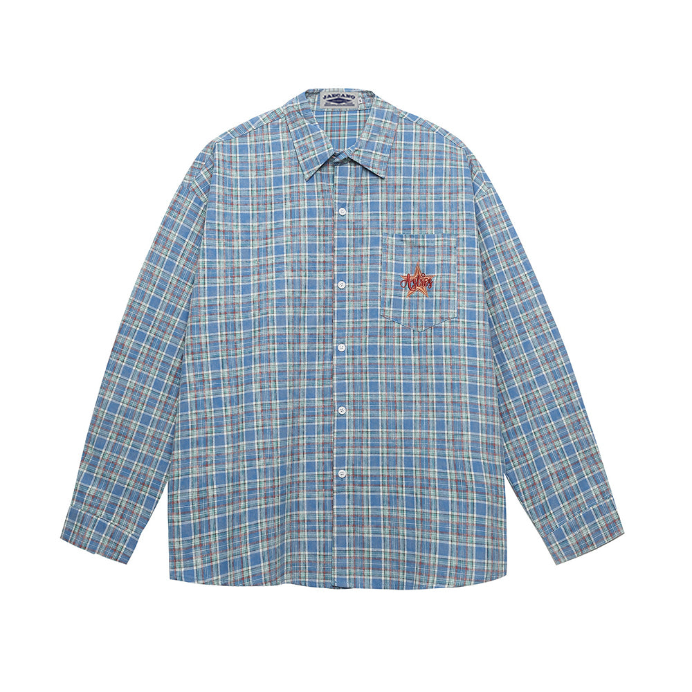 별 자수 캐주얼 긴팔 셔츠