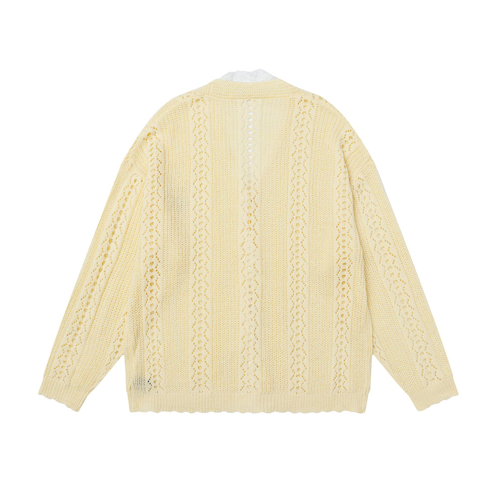 Lace stitching simple sweater cardigan