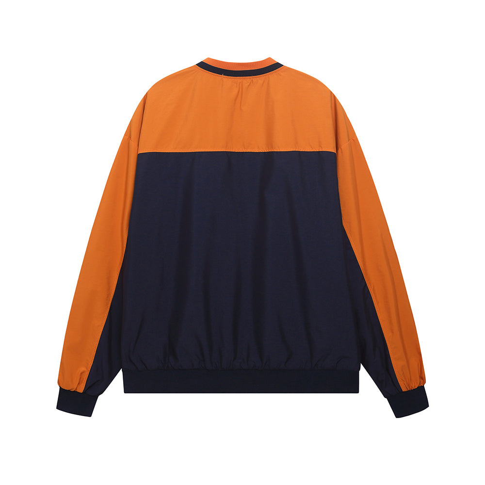 Retro contrast color stitching sweatshirt
